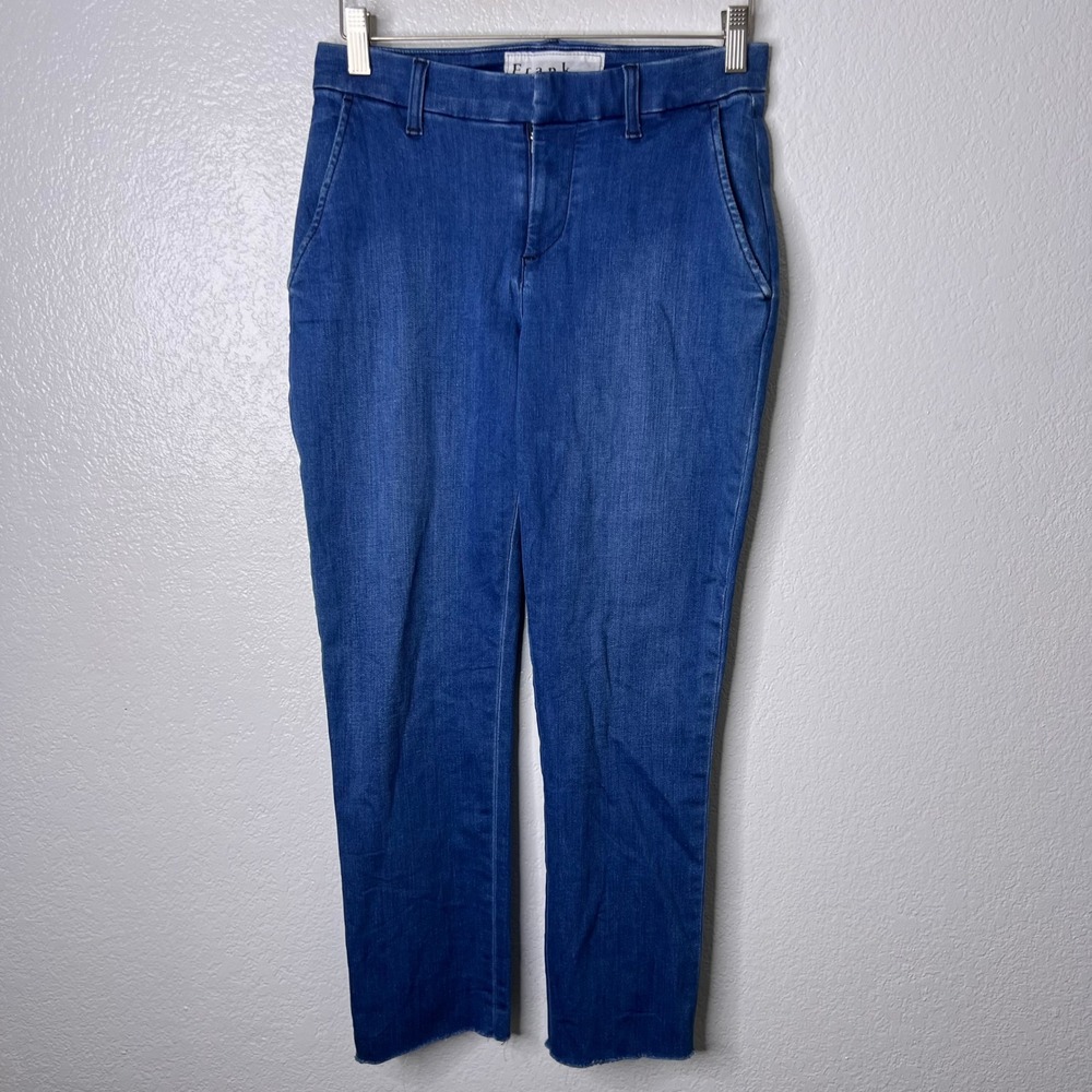 Frank & Eileen Wicklow Italian Denim Blue Jeans Womens Size 2 Raw Hem USA Made - Picture 2 of 10